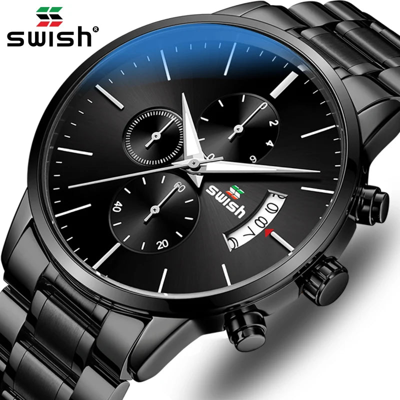 SWISH Men Watch 2022 Waterproof Stainless Steel Sport Quartz Clock Men's Watches Top Brand Luxury Man Wristwatch